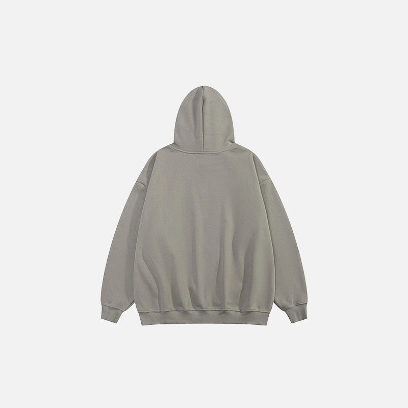 Back view of the khaki Butterfly Printed Loose Hoodie in a gray background 