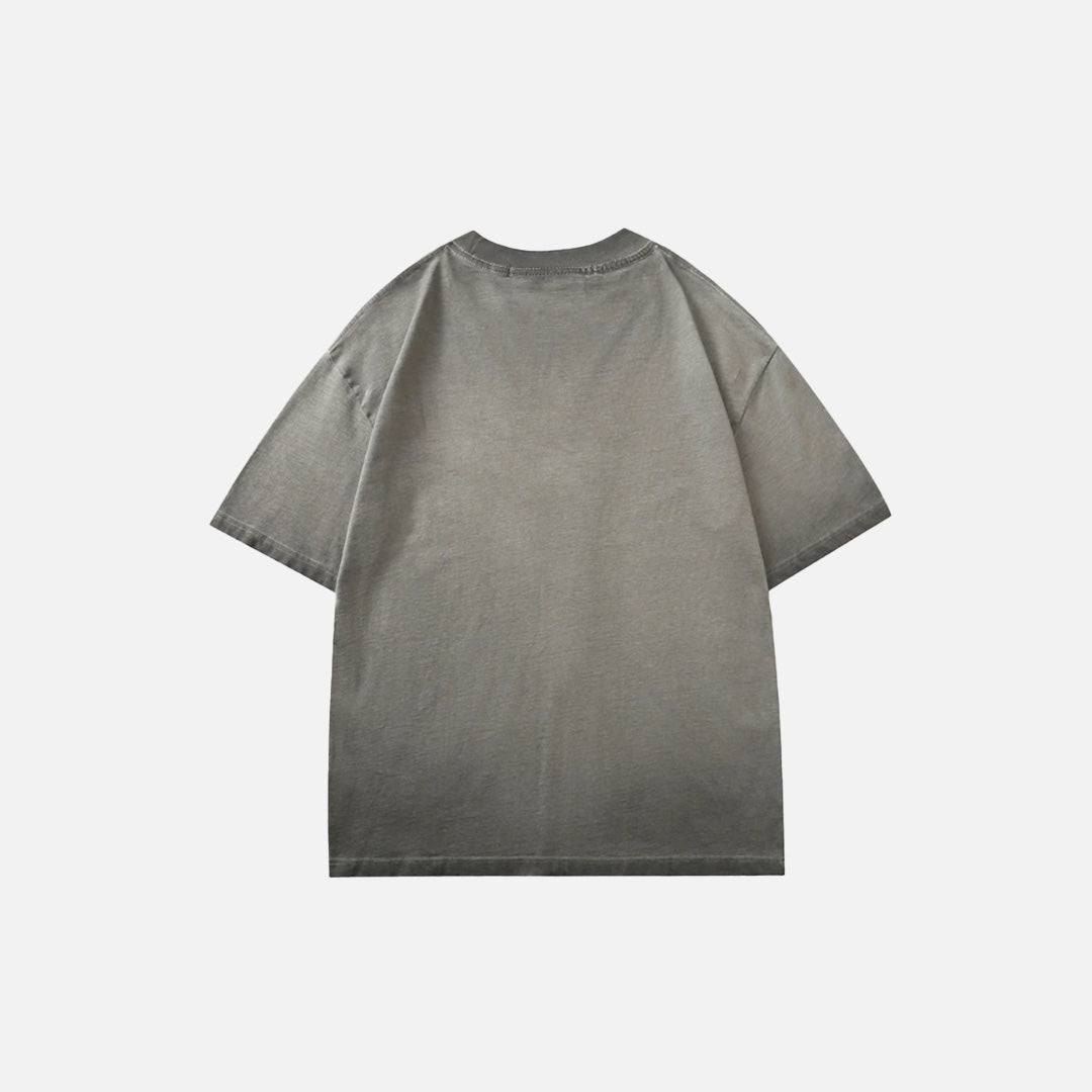 Back view of the gray Visionary Aura T-shirt in a gray background