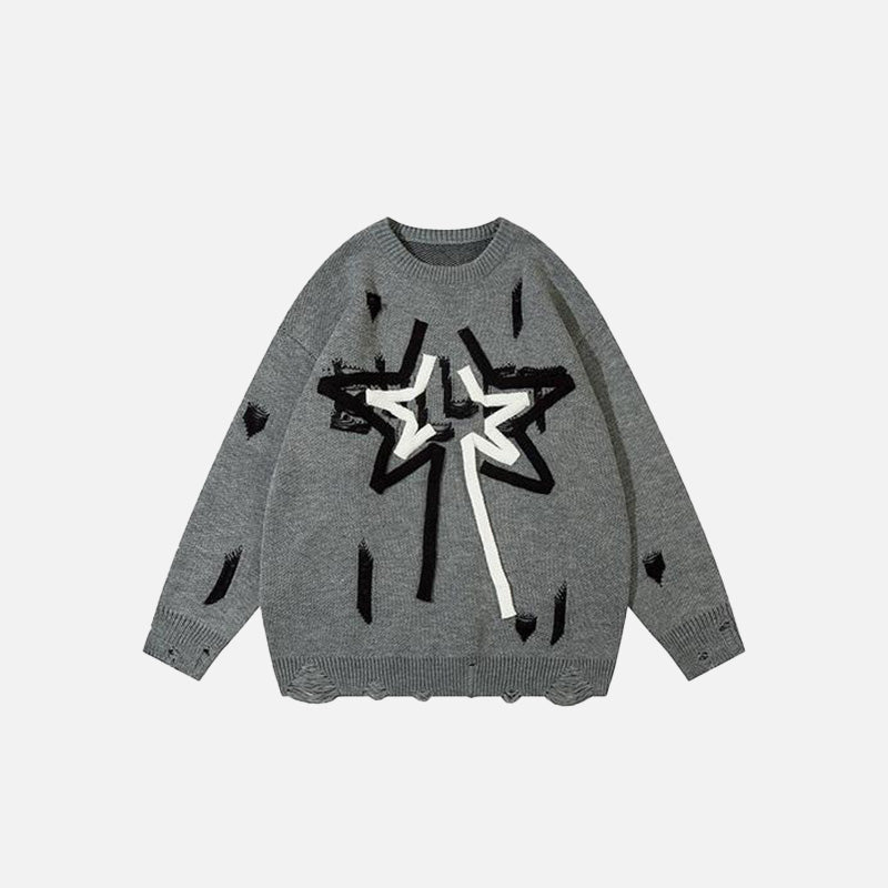 Ripped Star Knitted Sweater – DAXUEN