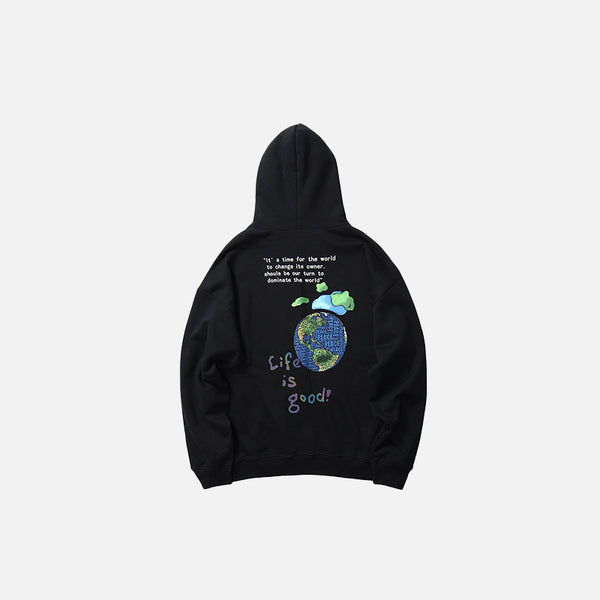 "Life is good" Earth Print Hoodie
