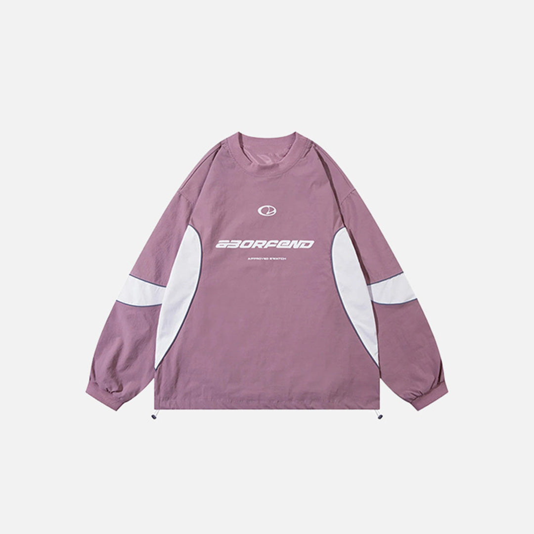 Front view of the pink Neo Sport Pullover Sweatshirt in a gray background