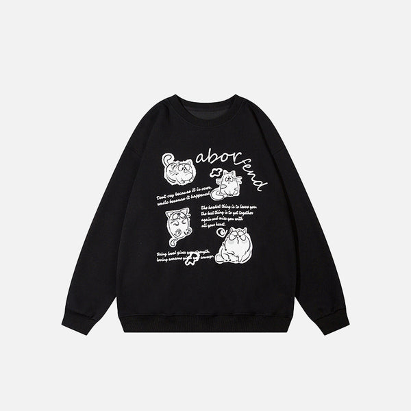 Wise Cat Print Sweatshirt