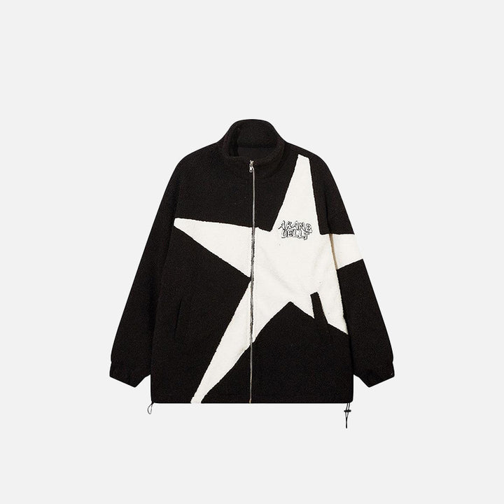 Front view of the black Big Star Letter Print Jacket in a gray background