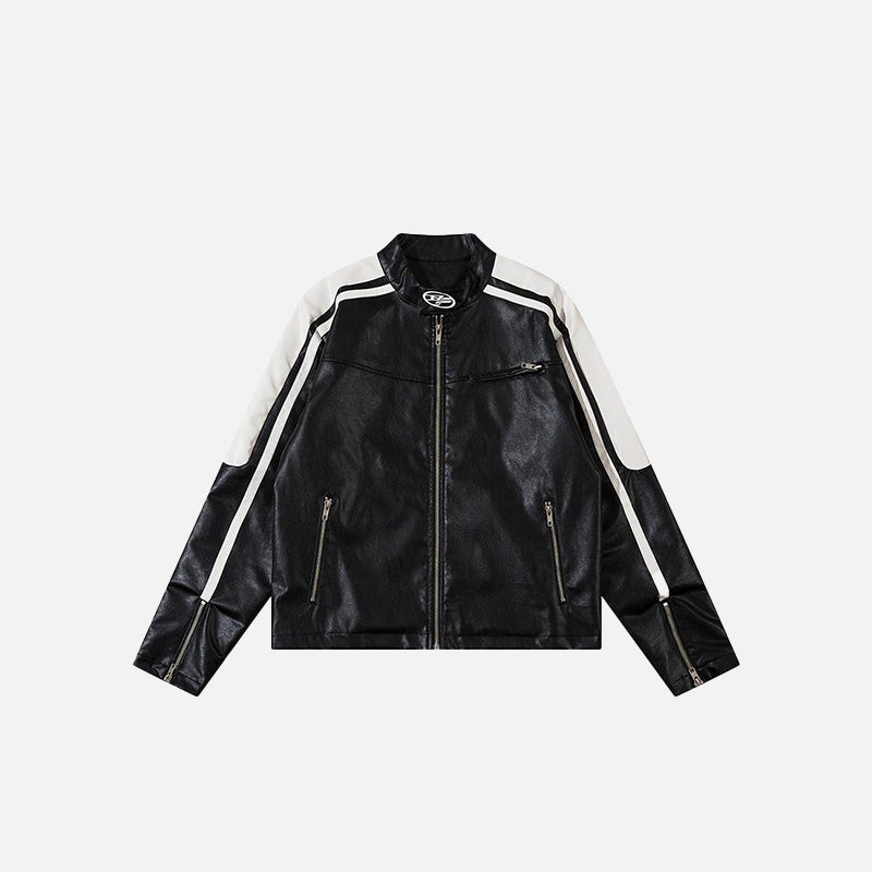 Women's Leather Crop Racing Jacket – DAXUEN