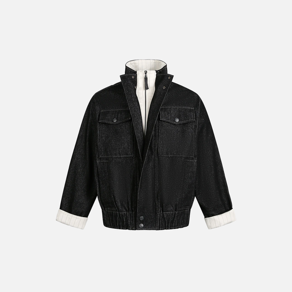 Streetwear Spliced Fake Two Pieces Denim Jacket