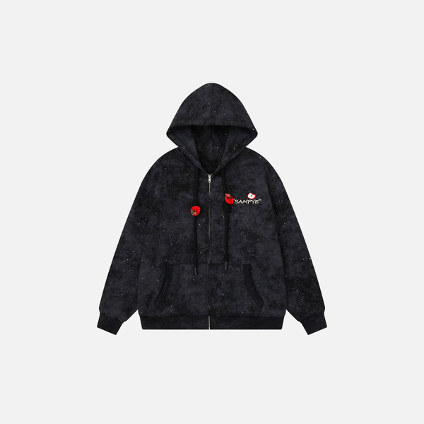 Starry Apple Tie-Dye Hooded American Style Sweatshirt