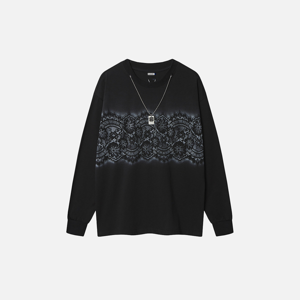 Streetwear Floral Print Chain Detail Long Sleeve Sweatshirt