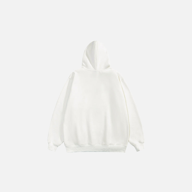 Back view of the wjite Butterfly Printed Loose Hoodie in a gray background