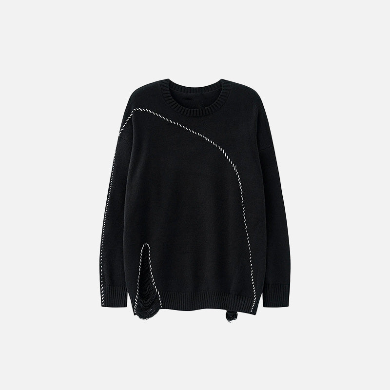 White Ripped Sweater Ripped White Stitches Sweater – DAXUEN