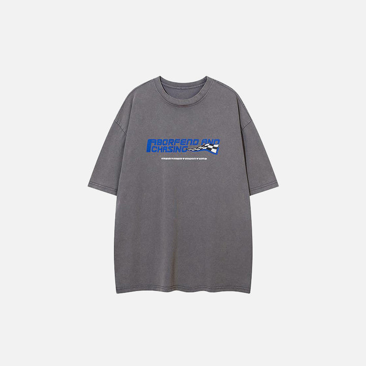 Front view of the gray Contrast Color Racing T-shirt in a gray background 