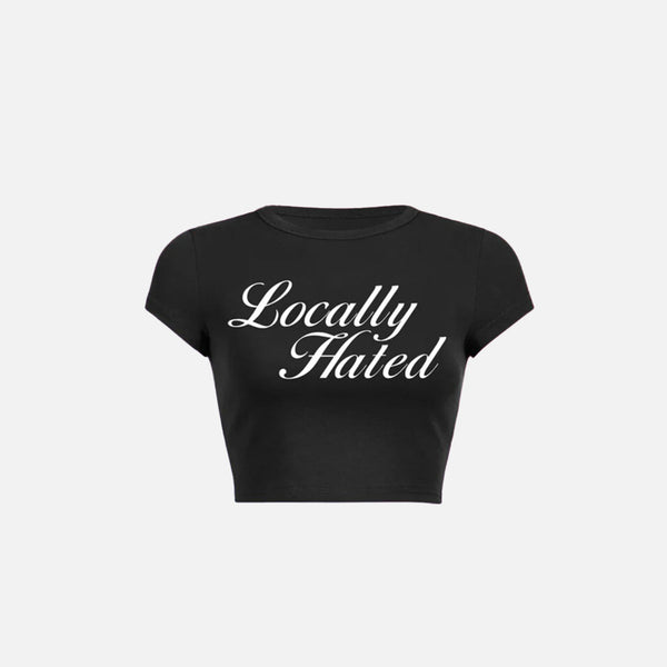 Locally Hated Letter Print Cropped Top