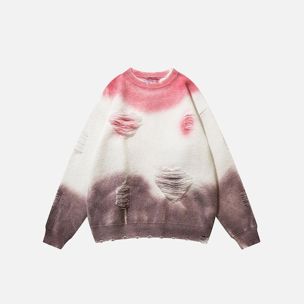 Suéter de punto desgastado color crema