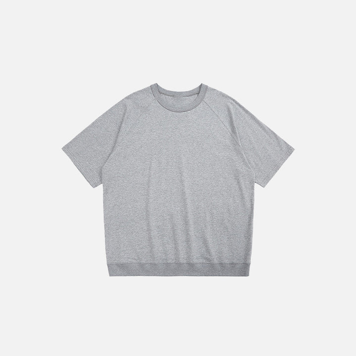Front view of the greay Elbow-Length Loose T-shirt  in a gray background