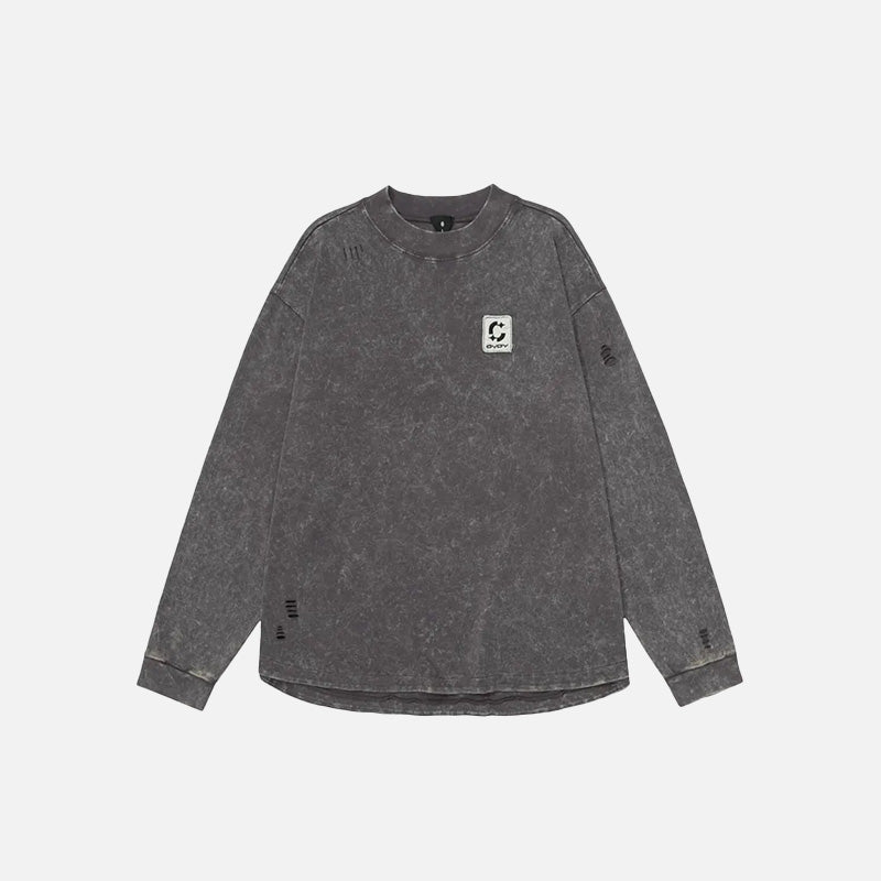 Front view of the gray Oversized Loose Tie Dye Washed T-shirt in a gray background 