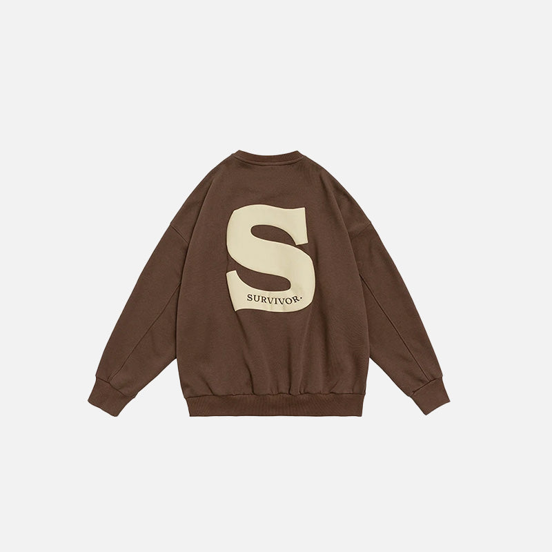 Back view of the camel S Foaming Print Sweatshirt in a gray background