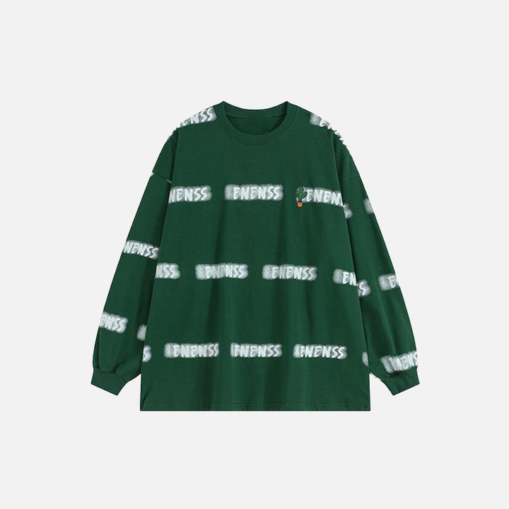 Front view of the green Loose Printed Sweatshirt in a gray background 