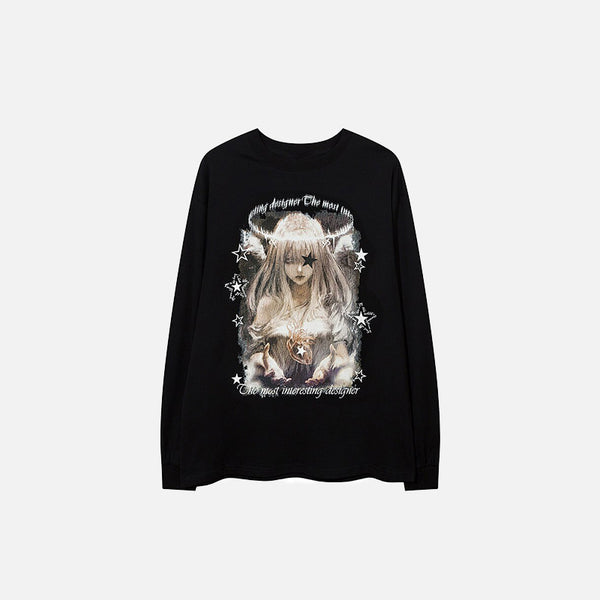 Sweatshirt mit Angel Girl-Grafikdruck
