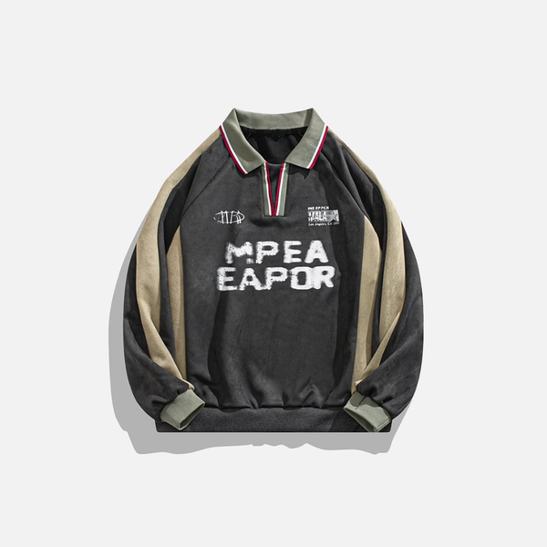 Vintage American College Style Suede Sweatshirt