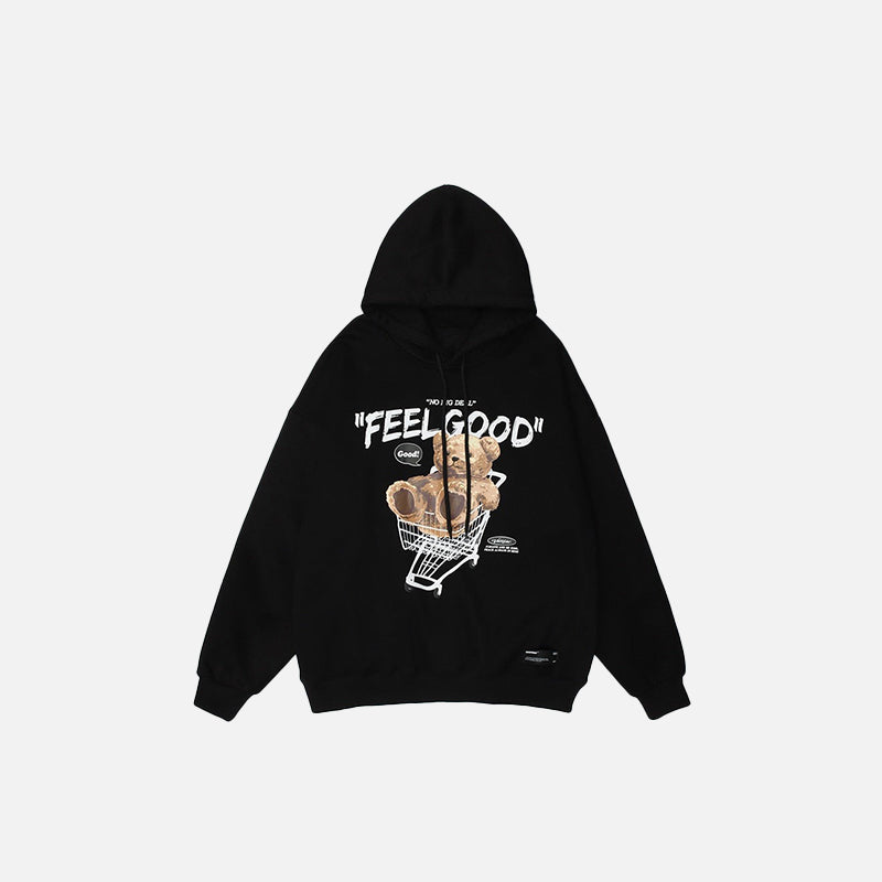 Feel Good Bear Print Hoodie DAXUEN