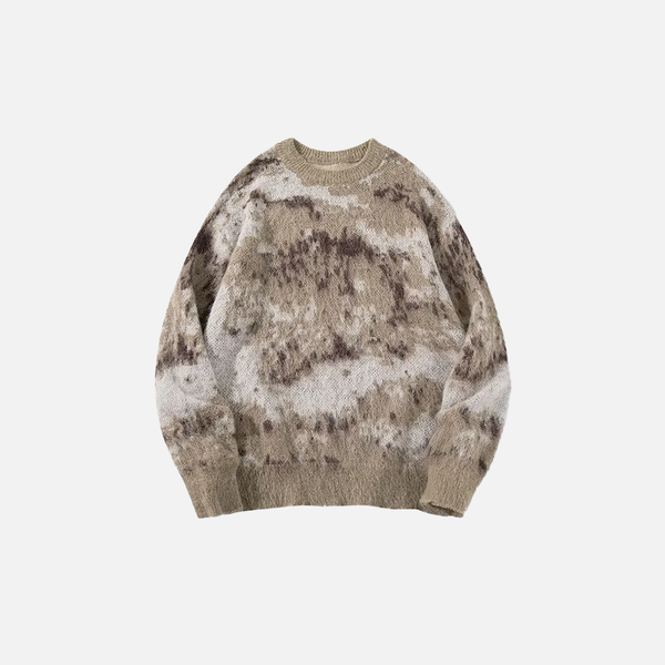 Effortless Gradient Hip Hop Knit Fuzzy Sweater