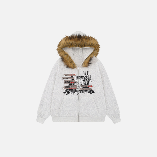 Stylish Oversized Detachable Faux Fur Hooded Sweatshirt
