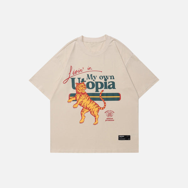Living In My Own Utopia Tiger Print T-shirt