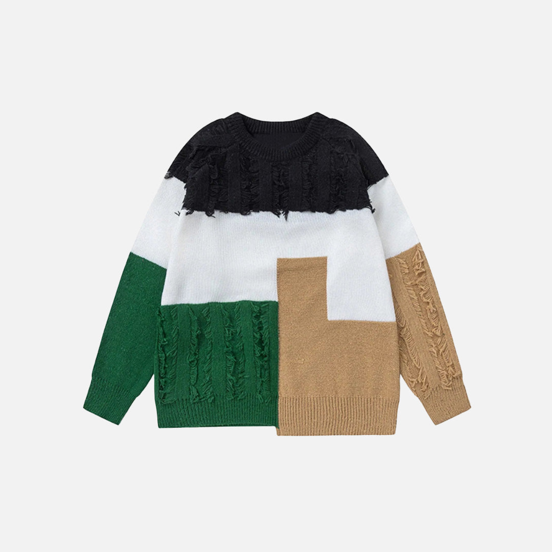 Front view of the black Mosaic Harmony Sweater in agray background