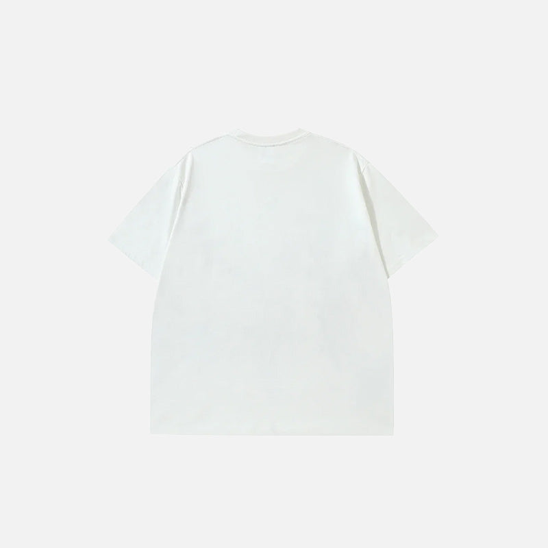 Back view of the white Y2K Goth Graphic T-shirt in a gray background