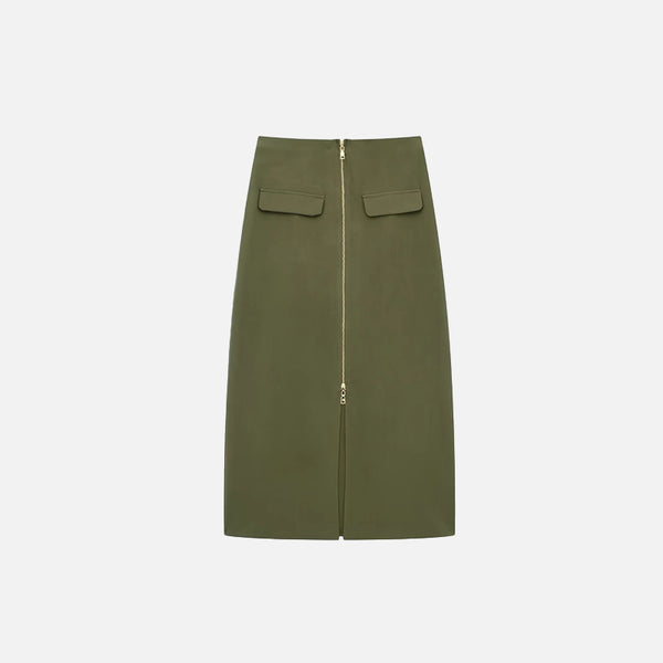 Classic Solid Color Back Zipper Skirt