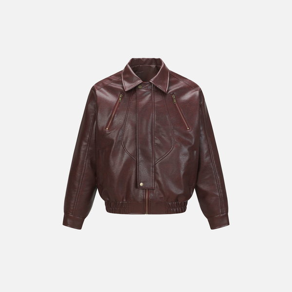 Modern Sleek Motion Edge Zipper Leather Jacket
