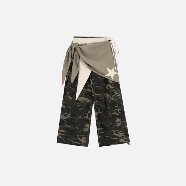 Y2K Cool Camo Vibe Drawstring Wide Leg Jogger