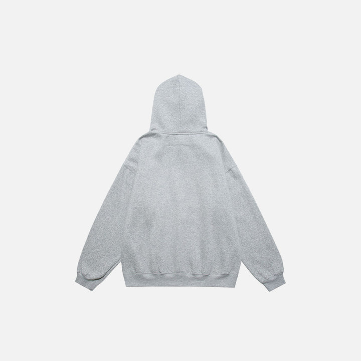 Back view of the gray "Florida" Fleece Letter Print Hoodie in a gray background 