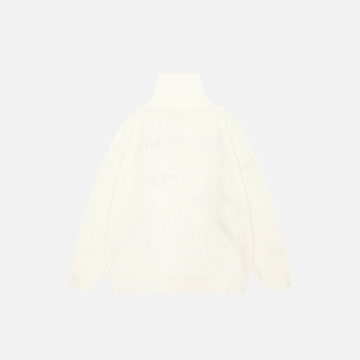 Back view of the beige Y2k Letter Embroidery Oversized Sweater in a gray background 