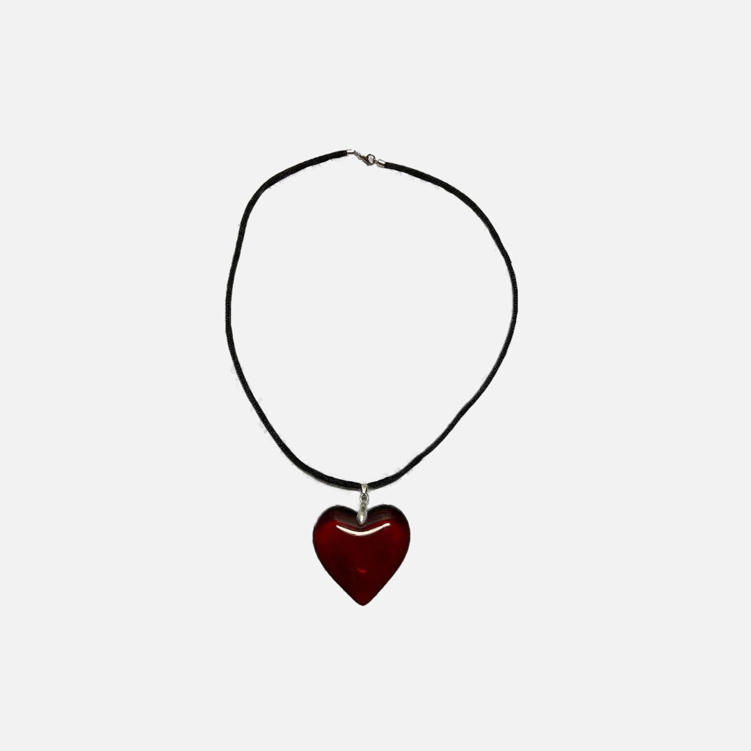 Front view of the red Heartfelt Keepsake Necklace