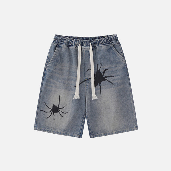 Spider Graphic Mid Waist Shorts