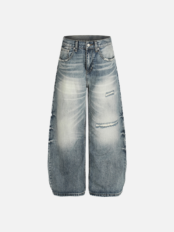Y2K Punk Hip Hop Distressed Washed Denim Jeans