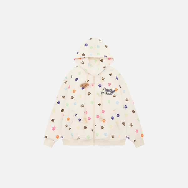 Y2K Women Cool Bear Paw Print Hooded Sweatshirt