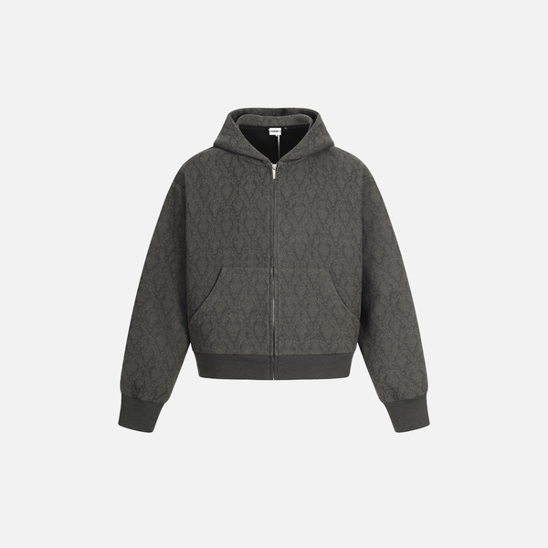 Stilvolles Kapuzen-Sweatshirt mit Reißverschluss und Rautenmuster