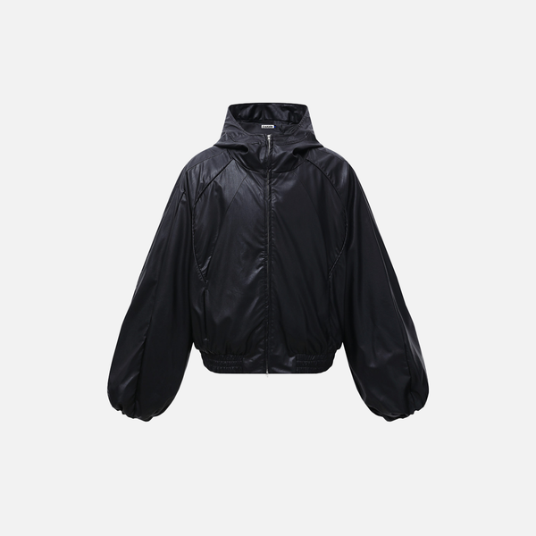 Streetwear Stylish Faux Hooded Puffer Leather Jacket