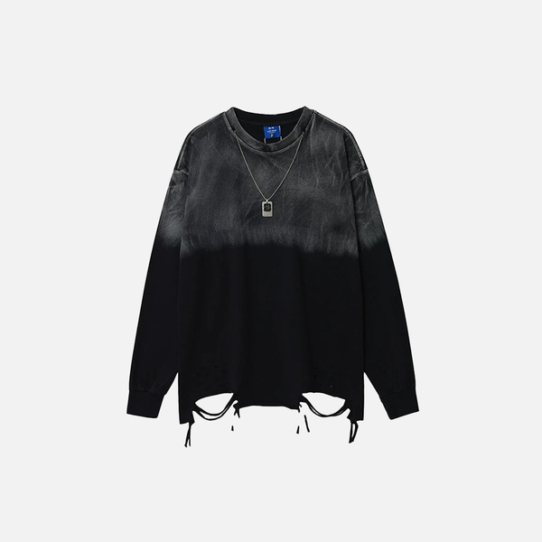 Flexible Gothing Distressed Ripped Long Sleeve T-Shirt