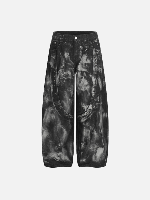 Ink Splatter Painted Heavy-Duty Punk Denim Jeans