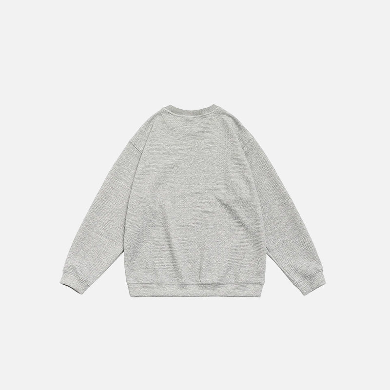 Back view of the grey Solid Embroidered Sweatshirt in a gray background