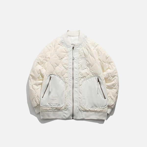 Retro Patched Zip-up Puffer Jacket