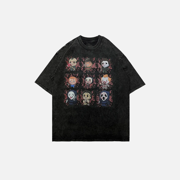 Insulated Oversized Washed Funny Cartoon Killers T-Shirt