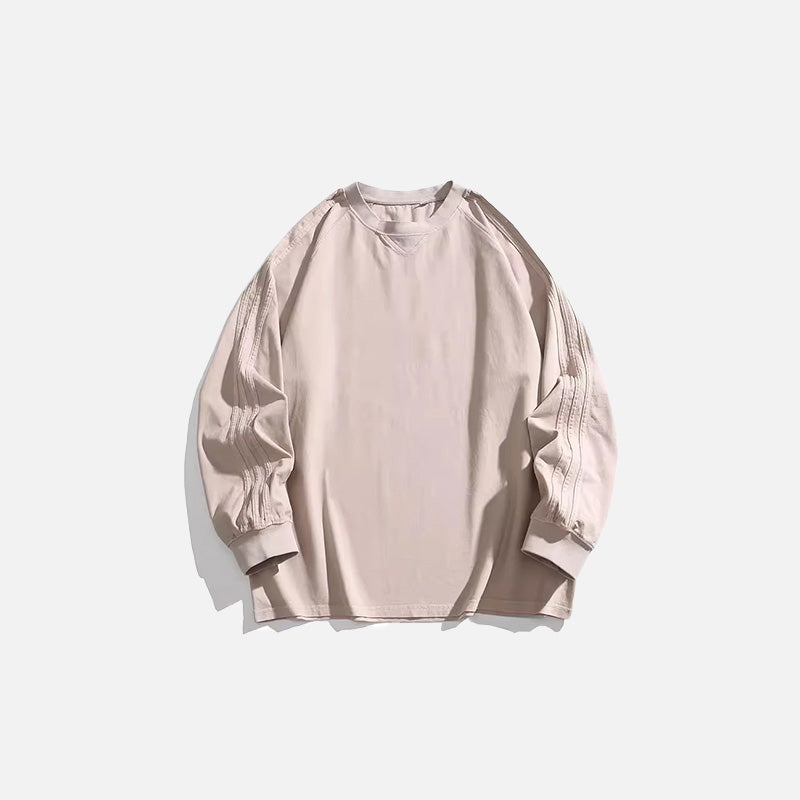 Front view of the khaki Classic Comfort Long Sleeve T-shirt in a gray background