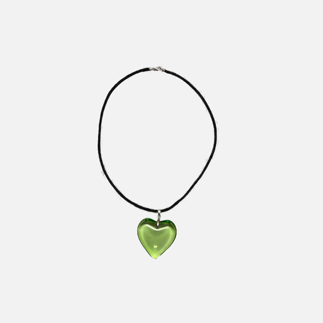Front view of the green Heartfelt Keepsake Necklace
