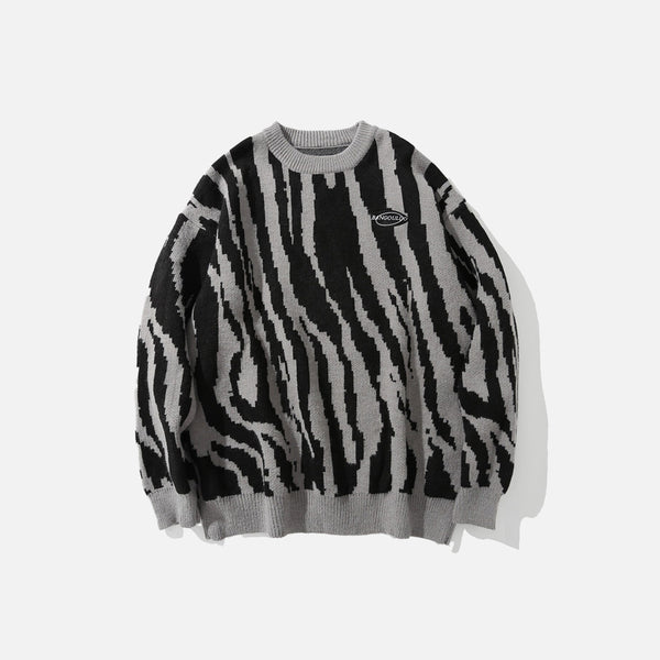 Retro-Pullover mit Zebramuster