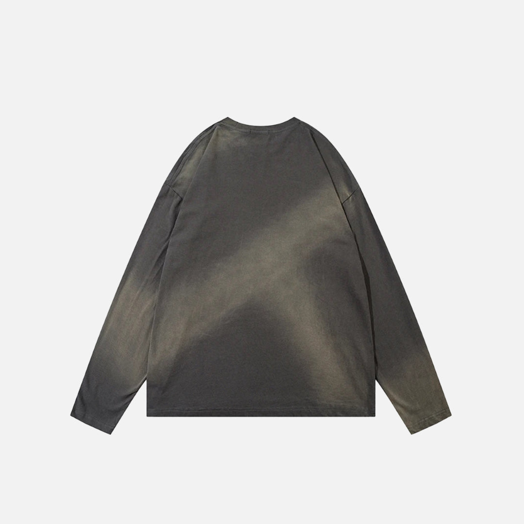 Back view of the grey Y2K Whispers In The Night T-shirt in a gray background