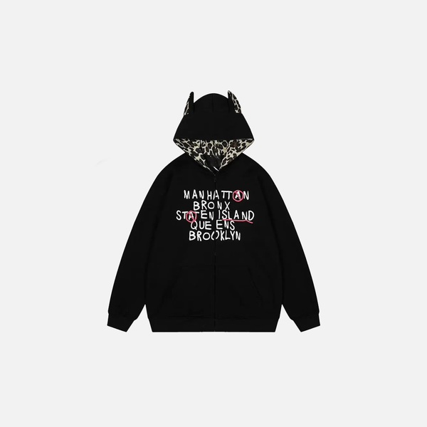 Streetwear Leopard Print Patchwork Hooded Sweathirt