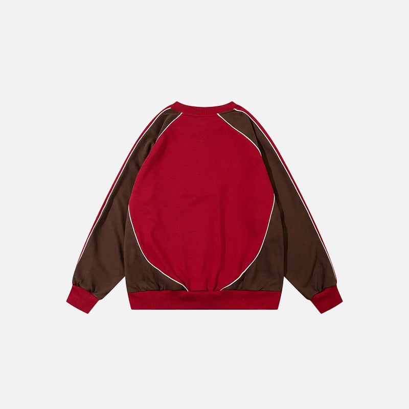 Back view of the red Whustles Classic Skate Sweatshirt in a gray background